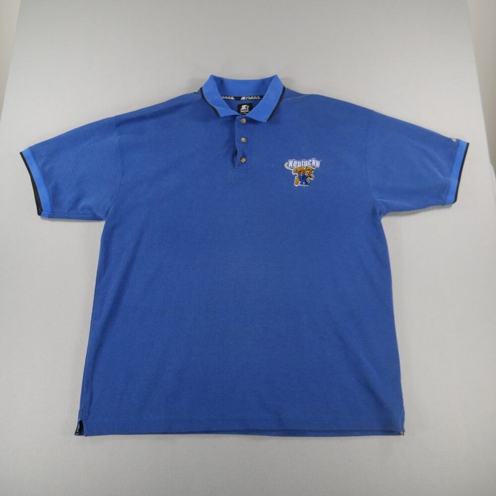 Starter University of Kentucky Wildcats Blue Polo Mens Size XXL Sports Cotton